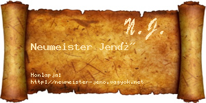 Neumeister Jenő névjegykártya